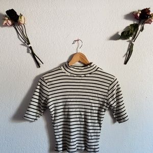 Brandy Melville Striped Mock Neck Top